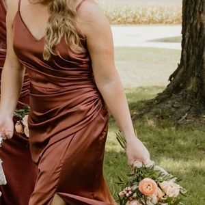 Revelry dress - Rory, satin, cinnamon rose